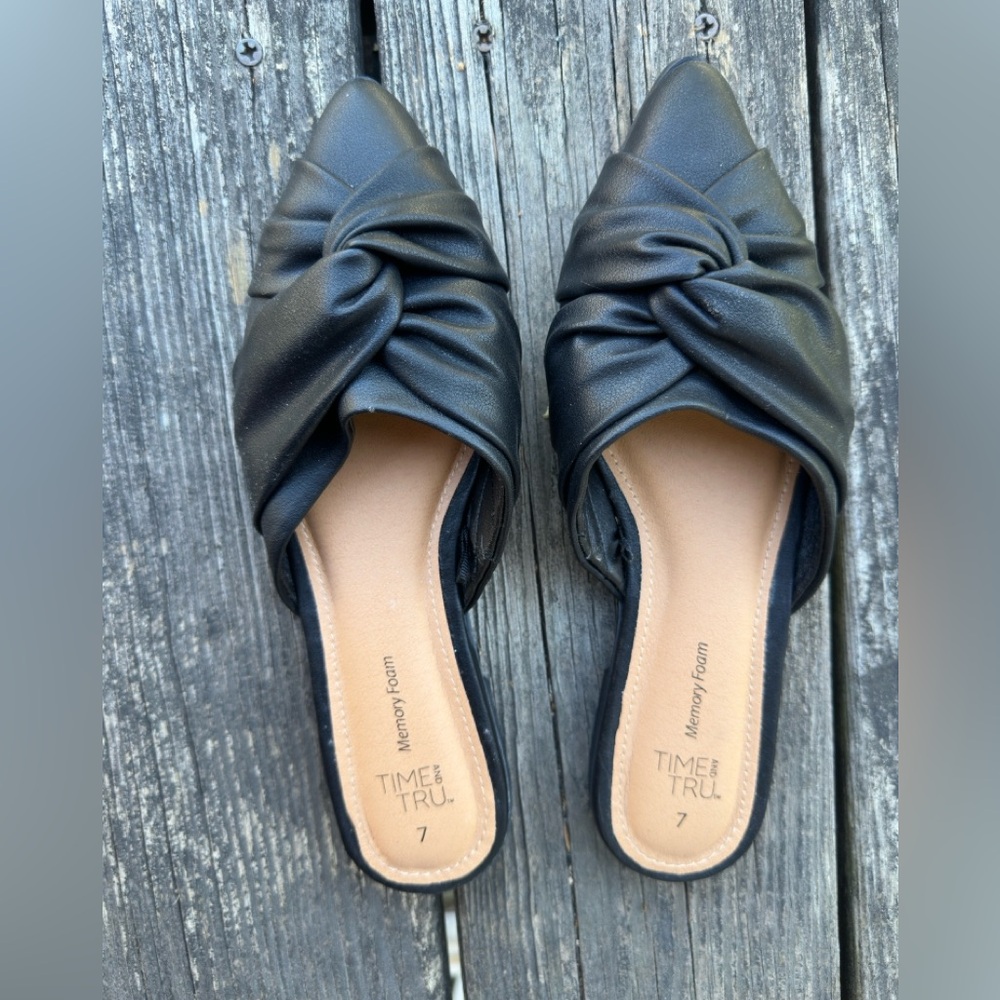 NWOT Time and Tru Twist Mule Dress Slip On pointed toe black; size 7